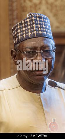 Hamburg, Germany. 16th Dec, 2022. Professor Abba Tijani, Director General of the National Authority for Museums and Monuments in Nigeria, attends an event on the return of Benin bronzes at Hamburg City Hall. Credit: Markus Scholz/dpa/Alamy Live News Stock Photo