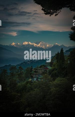 View of Mt Kanchenjunga in the morning. Stock Photo