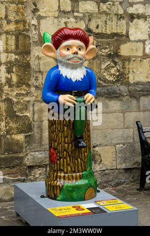 A Little Lucky Lincoln Imp as a garden gnome on the lincoln imp trail 2021 Stock Photo