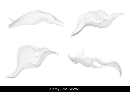 white cloth fabric textile wind silk wave background fashion satin motion drapery scarf flying chiffon veil Stock Photo