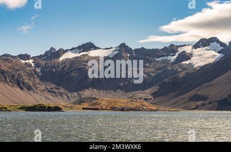 old abandoned whaling station in Stomness Harbour, South Georgia Stock Photo