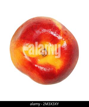 nectarine from above on a white background Stock Photo