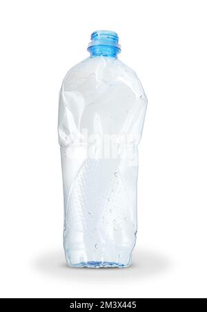 empty plastic bottle of mineral water on white background Stock Photo