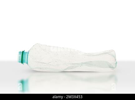 empty plastic water bottle horizontally isolated on white background Stock Photo