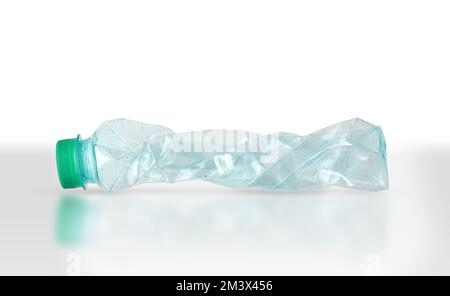 empty plastic water bottle horizontally isolated on white background Stock Photo