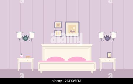 Cozy double bed and two bedside tables in Provence style Stock Vector