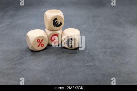 Euro Word Written on Wooden Cubes Stock Photo