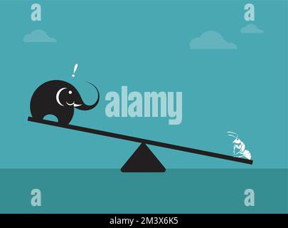 Vector image of an elephant and ant. Weighing concept. Easy editable layered vector illustration. Wild Animals. Stock Vector