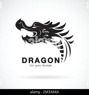 Vector of dragon head design on a white background. Animals. Dragon logo or icon. Easy editable layered vector illustration. Stock Vector