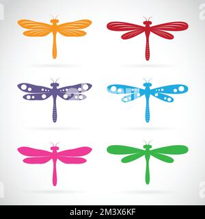 Vector group of colorful dragonfly on white background. Easy editable layered vector illustration. Wild Animals. Stock Vector