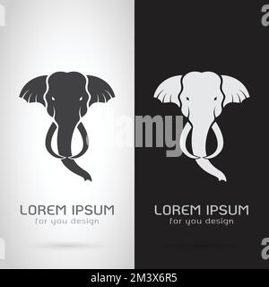 Vector of elephant head design on white background and black background, Logo, Symbol, label, Animals. Stock Vector