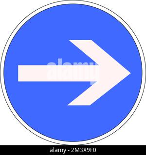 Panneau routier français: Obligation de tourner à droite avant le panneau Stock Photo