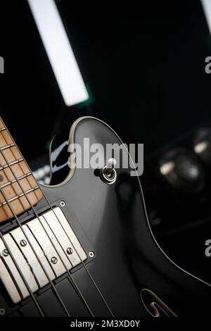 Fender bass guitar used by Mike Kerr of Royal Blood on stage before a ...