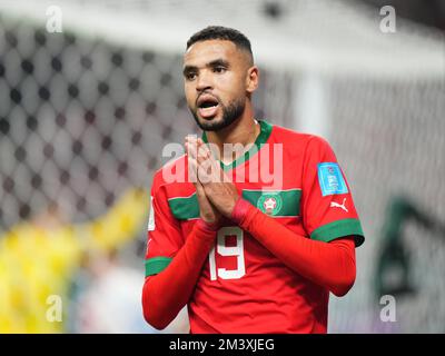 Youssef En-Nesyri of Morocco during the FIFA World Cup Qatar 2022 match, Play-off fort third place, between Japan and Spain played at Khalifa International  Stadium on Dec 17, 2022 in Doha, Qatar. (Photo by Bagu Blanco / PRESSIN) Stock Photo