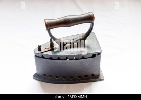 vintage flat coal iron n old English house washroom or scullery  Killerton House property Stock Photo