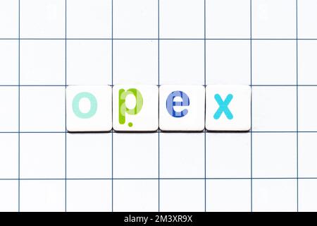 Tile letter in word opex (abbreviation of operating expense) on wood ...