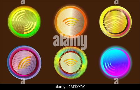 Collection of icon Wi-fi buttons push internet communication network abstract background vector illustration Stock Vector