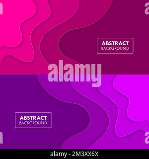 Colorful Wavy Paper Cut Abstract Background Set Vector Backdrop Stock Vector