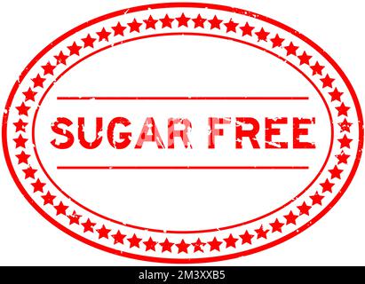 Grunge red sugar free word oval rubber seal stamp on white background Stock Vector