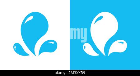 Water Droplets Icon White Blue Flat Isolated Vector Illustration Stock Vector