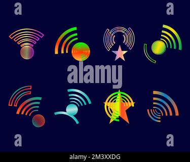 Icon set internet wireless connection networking website clipart abstract background vector illustration Stock Vector