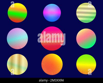 Ball circle tech fantasy 3d disco party icon set for decorative web backgrounds pattern vector illustration Stock Vector