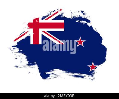 New zealand flag painted on minimal brush stroke background Stock Photo