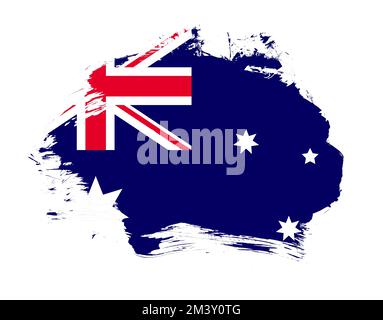 Australia flag painted on minimal brush stroke background Stock Photo