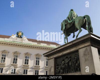 Statue of Emperor Joseph II outside the Hofburg, Josefsplatz, Vienna, Austria, Europe Stock Photo