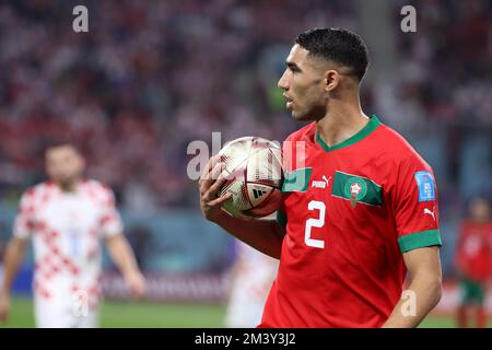 Achraf Hakimi of Morocco during the FIFA World Cup 2022, third place football match between Croatia and Morocco on December 17, 2022 at Khalifa International Stadium in Ar-Rayyan, Qatar - Photo Jean Catuffe / DPPI Stock Photo