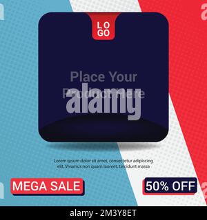 Big Mega Sale Online Shopping Discount Social Media Poster Banner Template Stock Vector