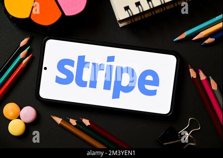 Poland. 17th Dec, 2022. In this photo illustration a Stripe logo seen displayed on a smartphone. (Credit Image: © Mateusz Slodkowski/SOPA Images via ZUMA Press Wire) Stock Photo