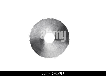 Milling disk gear, for processing metal on a white background close-up, selective focus Stock Photo