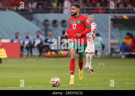 Sofiane Boufal of Morocco during the FIFA World Cup 2022, third place football match between Croatia and Morocco on December 17, 2022 at Khalifa International Stadium in Ar-Rayyan, Qatar - Photo: Jean Catuffe/DPPI/LiveMedia Stock Photo