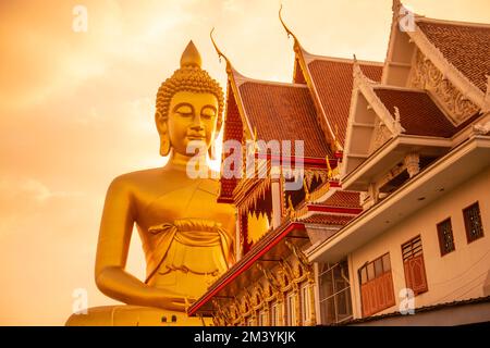 the Big Budda Dhammakaya Thep Mongkol Buddha of the Paknam Bhasicharoen Temple in Thonburi in the city of Bangkok in Thailand.    Thailand, Bangkok, D Stock Photo