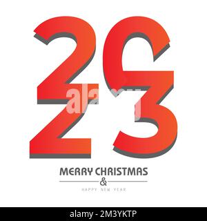 2023 Happy New Year text design. 2023 design template isolated on white background. Card, Banner, Poster, etc. Stock Vector