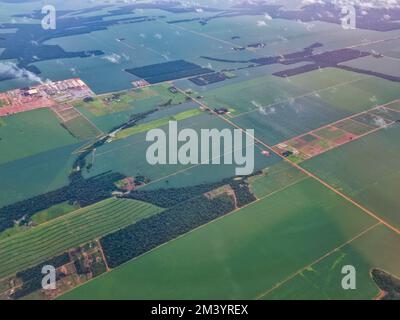 Aerial of the giant soy fields around Sinop, Mato Grosso, Brazil Stock Photo