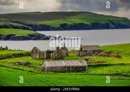 Abandonded farm, Shetland islands, United Kingdom Stock Photo