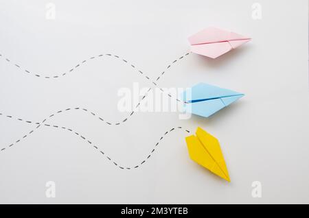 Cute minimalist paper planes top view Stock Photo