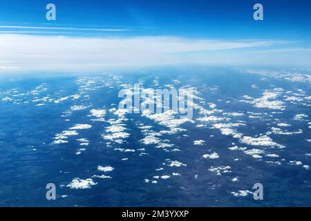 View from aeroplane of cluster clouds Altocumulus clouds Sheep clouds in the background Altostratus, North Rhine-Westphalia, Germany Stock Photo
