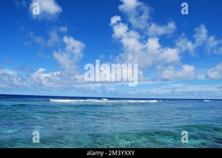 Altocumulus clouds over lagoon in Pacific Ocean, Yap Island, Yap, Federated States of Micronesia FSM Stock Photo