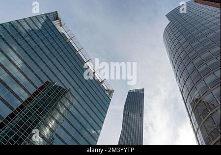 Vienna Donau City skyscrapers: Tech Gate, DC Tower 1 and Andromeda-Tower, Wien, Austria Stock Photo