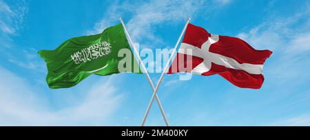 Denmark and Saudi Arabia, symbol of country. Danish vs Arabian national ...