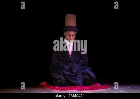 Istanbul, Turkiye. December 17, 2022: International Commemoration Ceremonies are held for the 749th Vuslat Anniversary of Hazrat Mevlana on December 17, 2022 in Istanbul, Turkiye. Salih Bilgin was the artistic director of the Mevlevi Ritual, performed at the Cemal Resit Rey Concert Hall and performed by the Hezarfen Art Group. Mevlana Celaleddin Rumi, the universal symbol of tolerance and peace, is an Islamic scholar, thinker, poet, sufi and mystic who lived in the 13th century and is celebrated worldwide. (Credit Image: © Tolga Ildun/ZUMA Press Wire) Credit: ZUMA Press, Inc./Alamy Live News Stock Photo