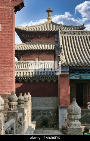 The Shaolin Monastery, also known as Shaolin Temple, is a famous monastic institution that gave rise to the birth of Chan Buddhism and Shaolin Kung Fu Stock Photo