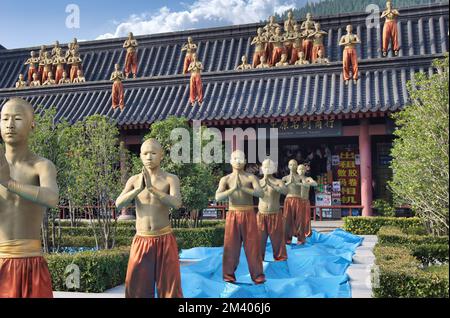 The Shaolin Monastery, also known as Shaolin Temple, is a famous monastic institution that gave rise to the birth of Chan Buddhism and Shaolin Kung Fu Stock Photo