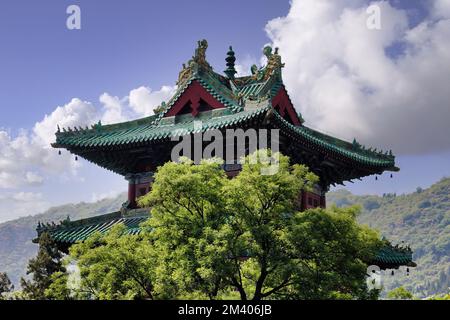 The Shaolin Monastery, also known as Shaolin Temple, is a famous monastic institution that gave rise to the birth of Chan Buddhism and Shaolin Kung Fu Stock Photo