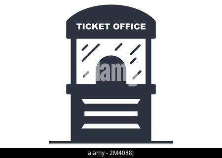 event ticket office black icon. flat vector illustration. Stock Vector