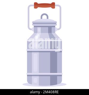 small aluminum can for milk or water. flat vector illustration. Stock Vector