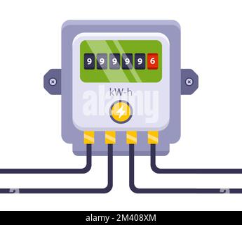 Home electricity meter counts energy. flat vector illustration. Stock Vector